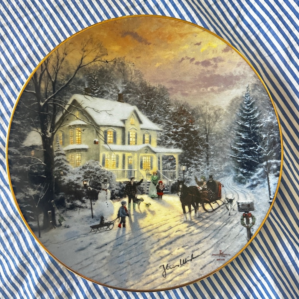 Thomas Kincade  'Sleighride Home' numbered Collector's Plate